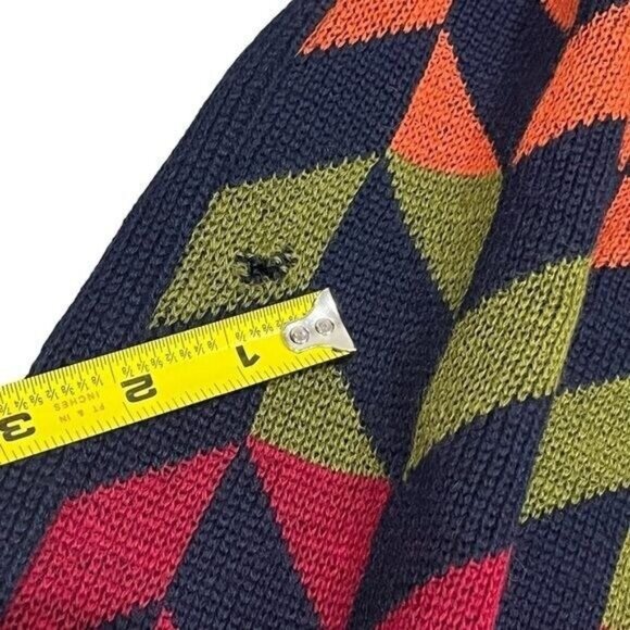 Limnos Pure New Wool Multicolor Geometric Grandpa Cardigan Cozy Cabin Men's L - Picture 5 of 7